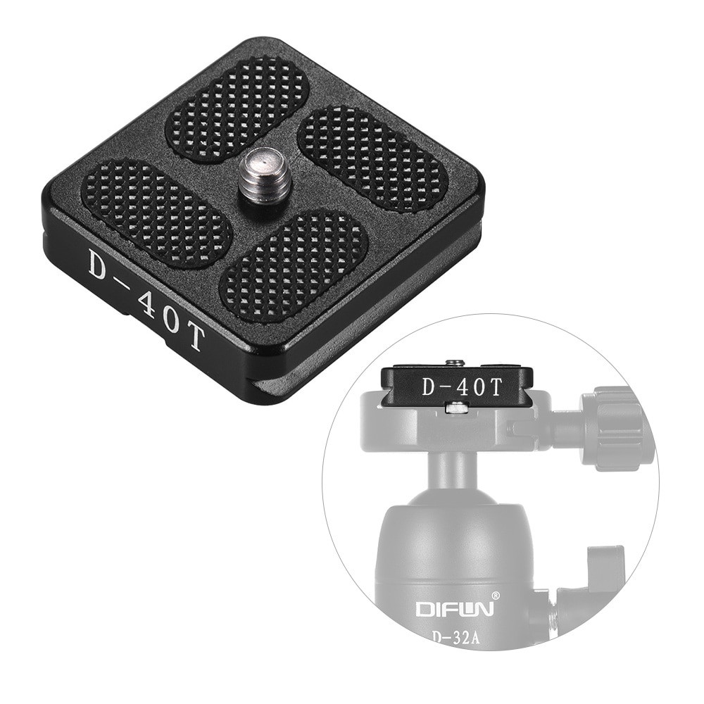40*38mm Size Aluminum Alloy Universal Quick Release Plate D-40T QR Plate with 1/4 Inch Screw Tripod Ball Head Camera Accessory