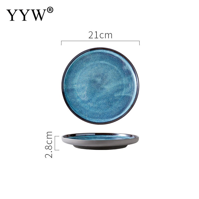 2 unids/lote horno vajilla de cerámica vidriada cambiante Ramen de forma Irregular plato aperitivo de la placa de la cena de porcelana vajilla conjunto: 13