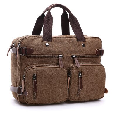 Bolso de mano Vintage para hombre, Bolsa de viaje informal, bandolera de lona, de clásico: Castaño