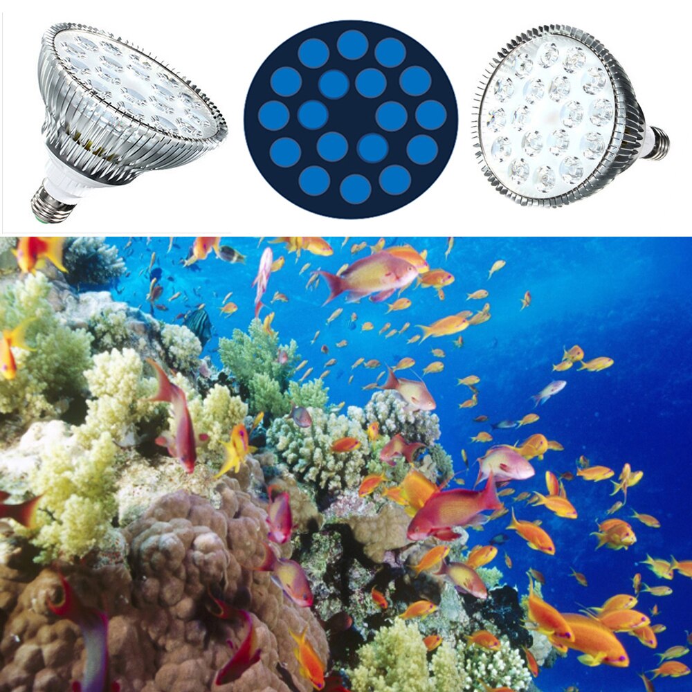 Pure Blue 450nm 54W E27 LED Aquarium Light PAR38 LED Plant Grow Veg for Fish Reef Coral Tanks