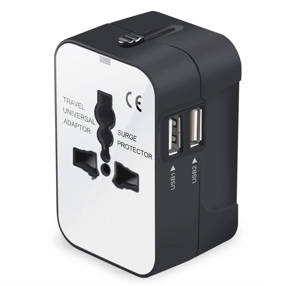 universell reiseadapter internasjonal adapterpluggsett doble usb-ladeporter alt i en omformer vegglader