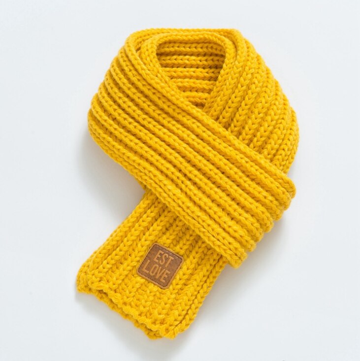 Winter warme baby gebreide sjaal kinderen jongens meisjes breien effen sjaal halskraagwarmer sjaals accessoires: Geel
