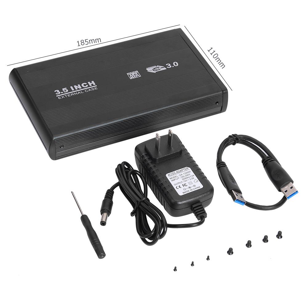 Ekstern 3.5 tommer ssd harddisk kabinet 5- gbps usb 3.0 to sata port hdd box kompatibel operativsystem windows 98/ me: Sort c