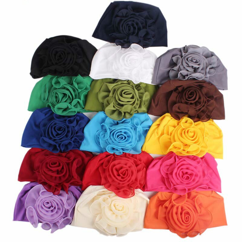Vrouw Mooie Bloem Tulband Elastische Doek Hoofd Cap Hoed Moslim Vrouwen Hijaabs Dames Haar Accessoires Sjaal Cap
