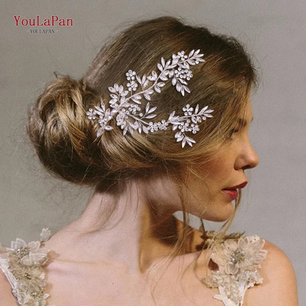 Youlapan HP271 Bruiloft Baret Bruiloft Haaraccessoires Bridal Haarspelden Luxe Zilveren Haarband Bruiloft Haar Clips Voor Vrouwen