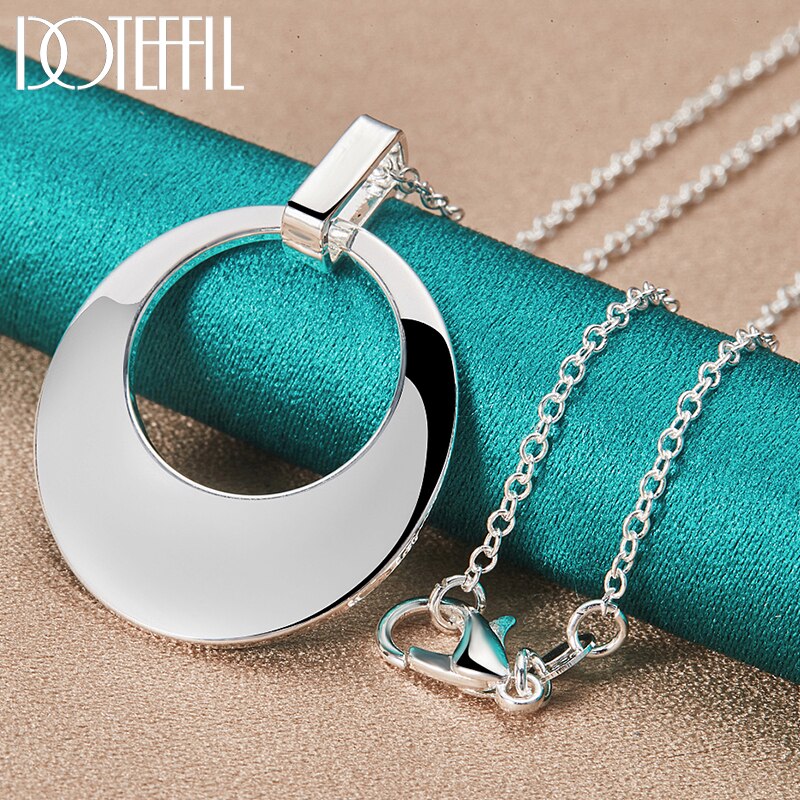 DOTEFFIL Halskette mit Sichel-Anhänger aus 925er-Sterlingsilber, 16/18/20/22/24/26/30 Zoll, Kette für Damen und Herren, edler Schmuck