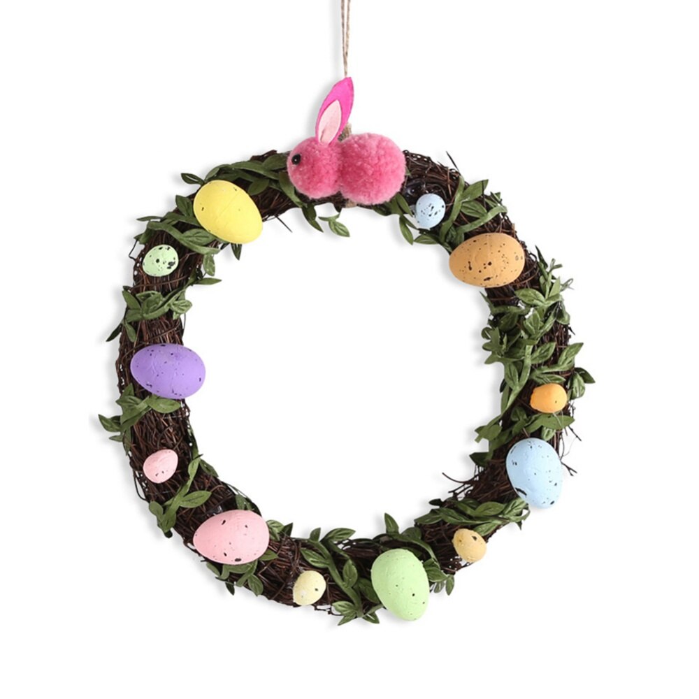 Artificial Garlands Bubble Egg Easter Wreaths Front Door Garden Courtyard Decoration Happy Easter Party Wreath Decor: MR