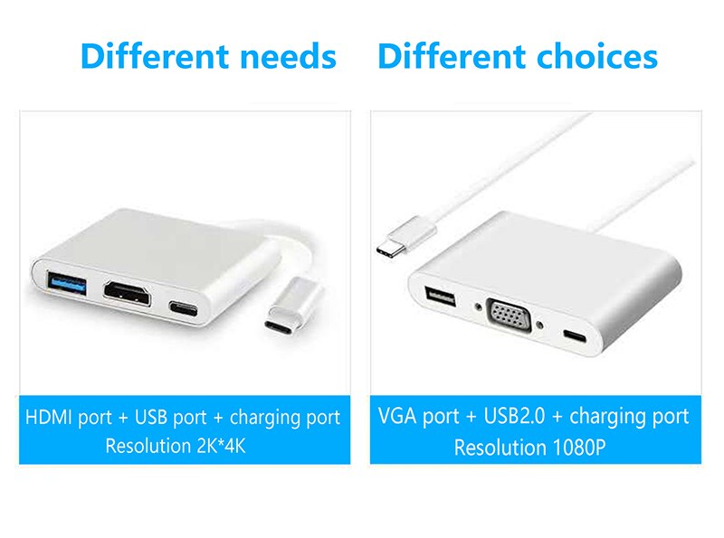 1Pcs Hdmi-Compatibel USB3.0 Pd Vga 3 Adapter Usb Type C Hub Naar Hdmi 4K Voor Macbook huawei Mate Boek En Diverse Mobiele Telefoon