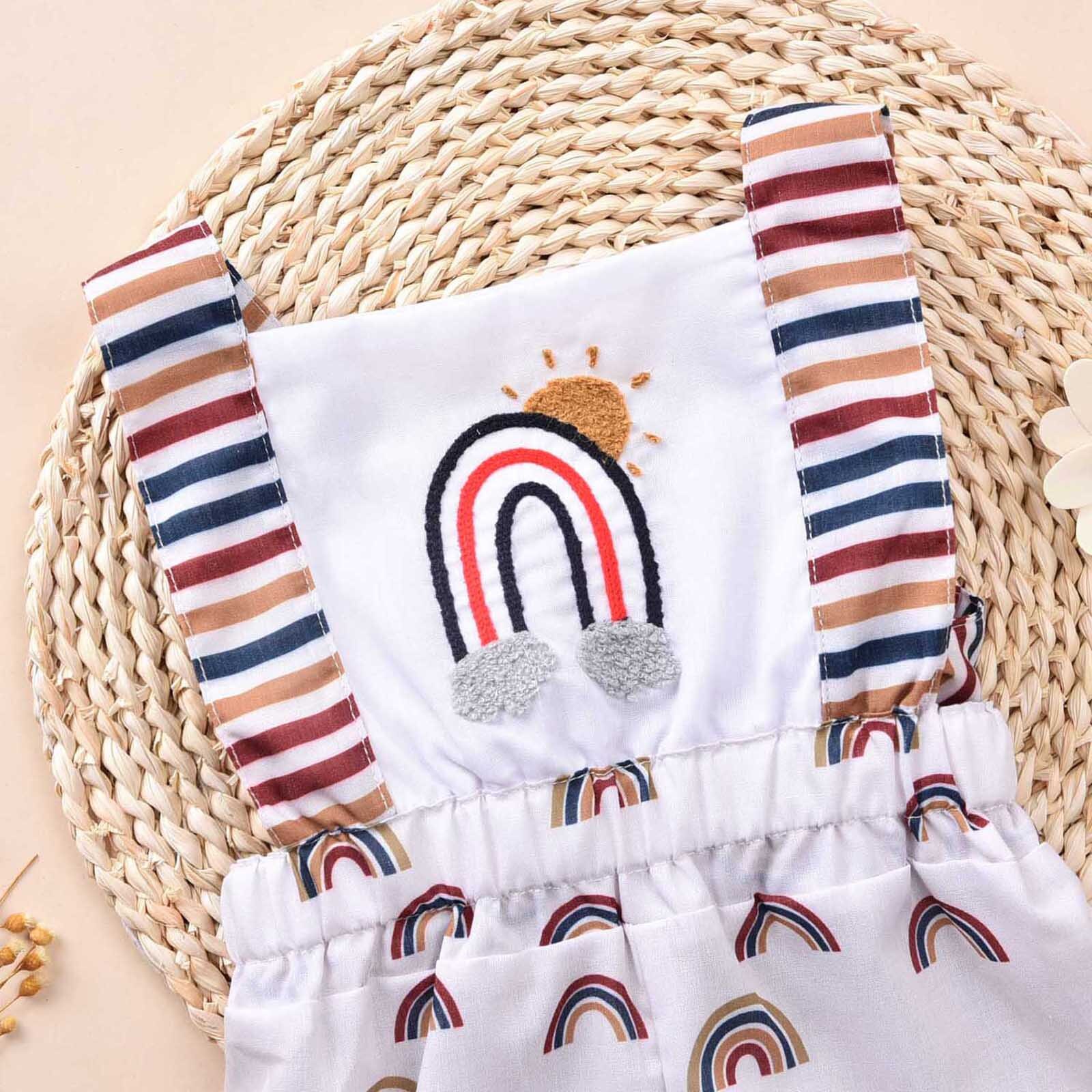 Pasgeboren Baby Jongen Meisje Regenboog Print Romper Mouwloos Backless Jumpsuit Bodysuit Zomer Rompertjes Voor Pasgeborenen