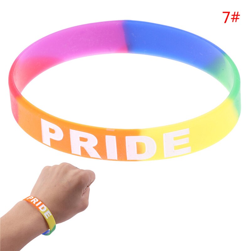 10 soorten unisex lgbt regenboog letters sport polsbandje gay lesbische pride siliconen rubber polsbandje armband feest parade: G