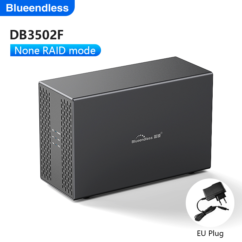Blueendless Dual Bay Shell Heat Dissipation 3.5 USB 3.0 External Type C Dual Hard Drive Enclosure SATA Array Box HDD Server case: Silver