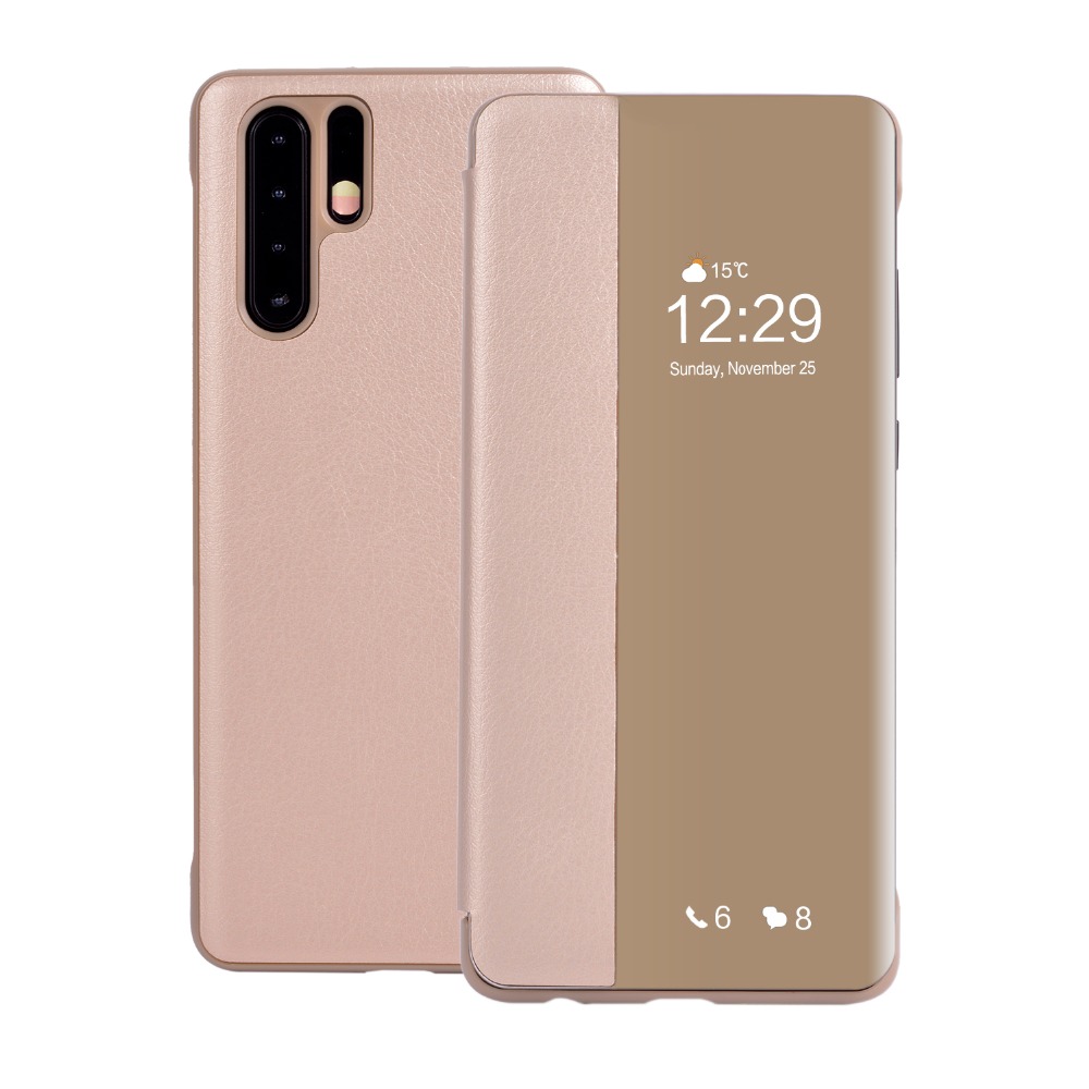 Funda de teléfono de cuero con tapa para Huawei P30 Pro Lite P 30Pro 30lite P 30 Pro Lite P30lite P30pro Smart Sleep View Cover: ABS / Oro