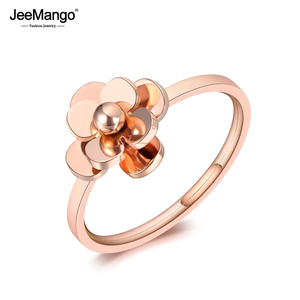 Jeemango Originele Liefde Rozen Engagement Ringen Sieraden Voor Vrouwen Rose Goud Titanium Rvs Bridal Ring JR19097