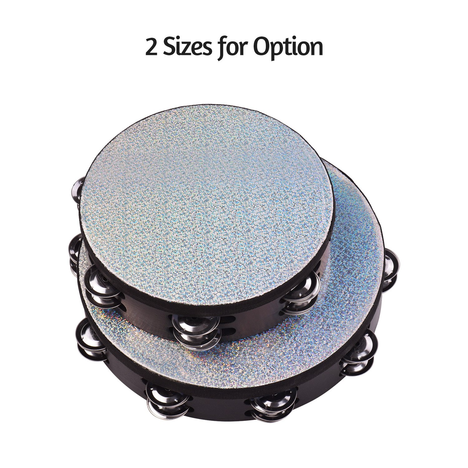 10 zoll Holz Radiant Tamburin Handbell Hand Trommel mit Doppel Reihen Jingles Glänzende Reflektierende Trommel Kopf Percussion Instrument