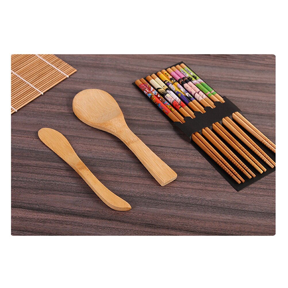 Kit de préparation de Sushi en bambou, avec 2 tapis à rouler, 5 paires de baguettes, épandeur de riz pour palette de riz, 15 pièces