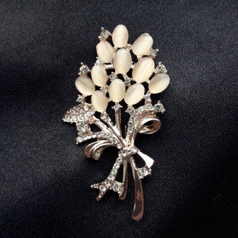 Opal-blumenbrosche, schmuckaccessoires, geburtstagsbrosche für damen, strassbrosche