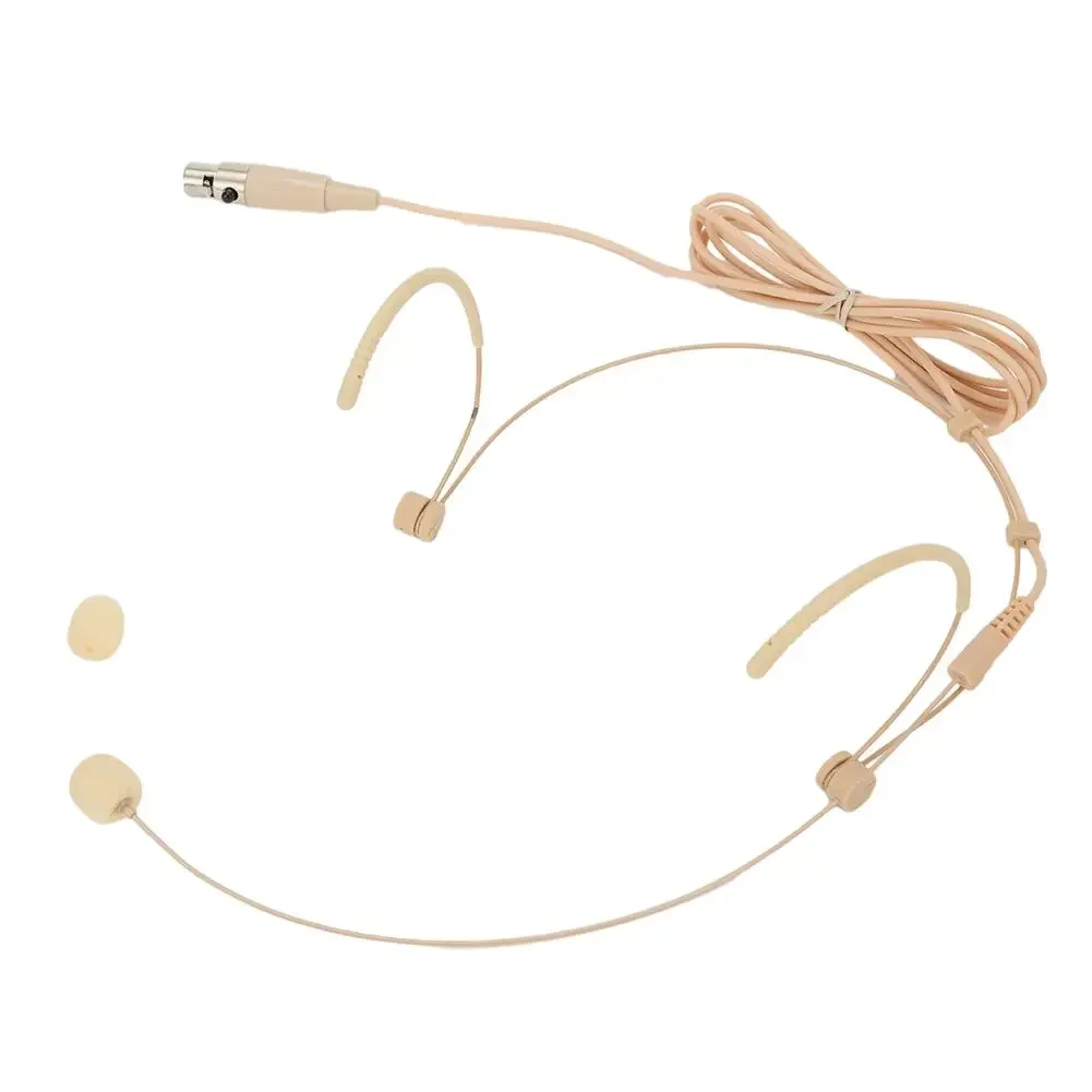 1 Pcs Beige Double Earhook Ear Hook Omnidirectional Condenser Headset Mic Headworn Microphone 3.5mm 3 Pin 4 Pin XLR Plug