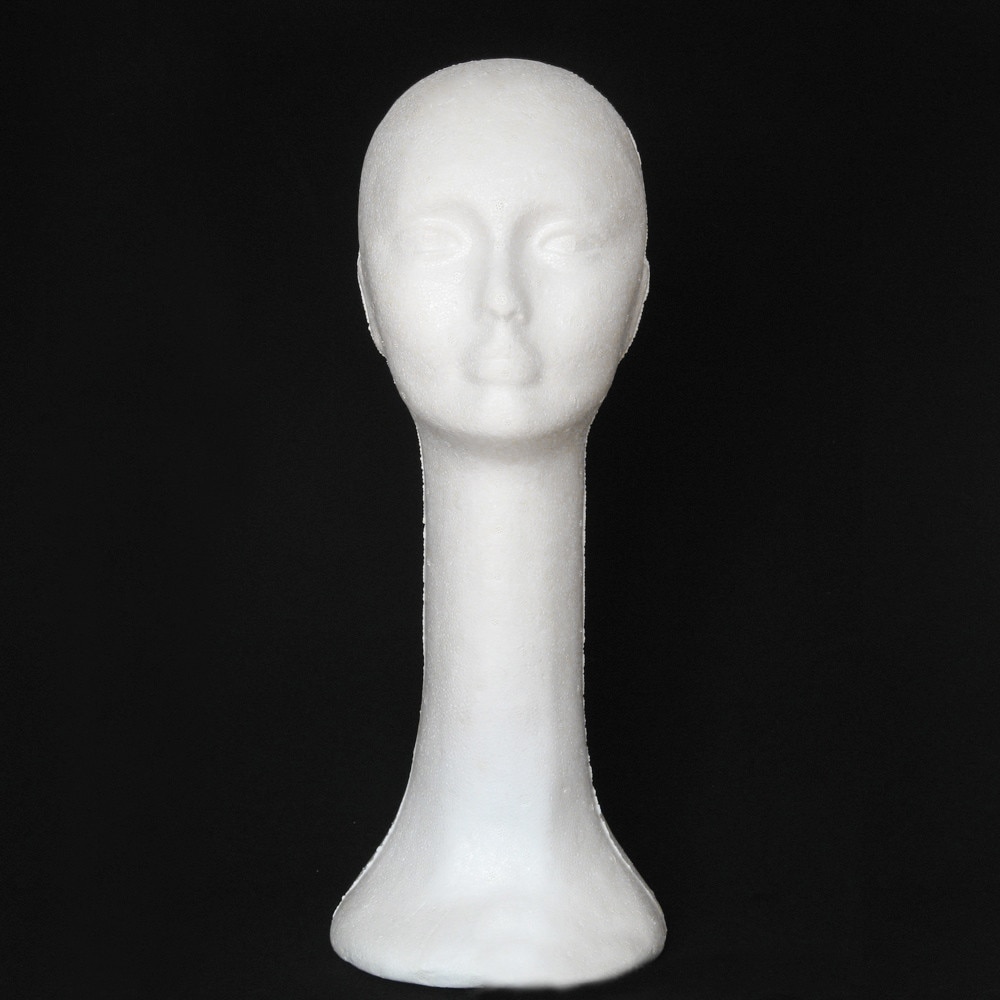 Female White Long Neck Polystyrene Styrofoam Foam Head Model Stand Wig Hair Hat Headset Mannequin Head Display Stand Rack AD