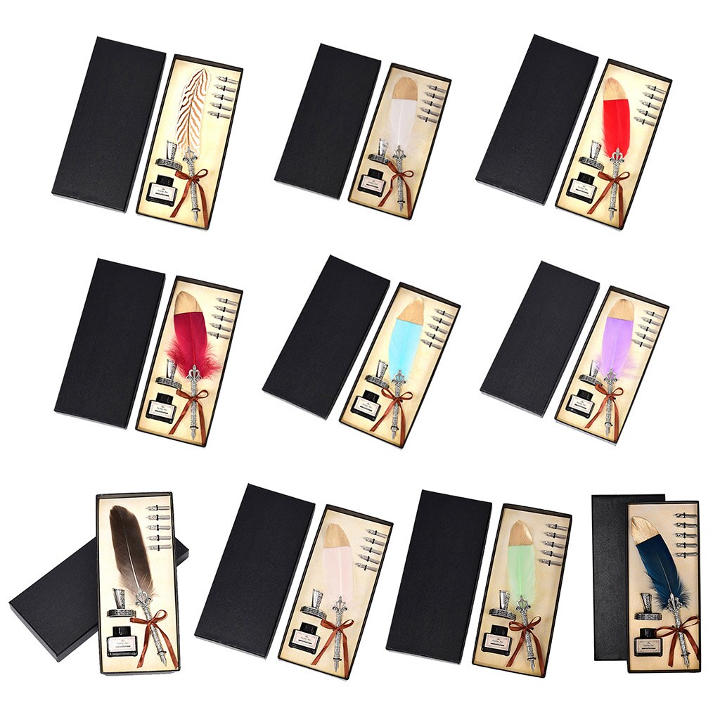 Calligraphy Feather Pen Antique Feather Pen Quill Pen Dip Pen With Envelope Knife Envelope Writing Paper Calligraphy Pen