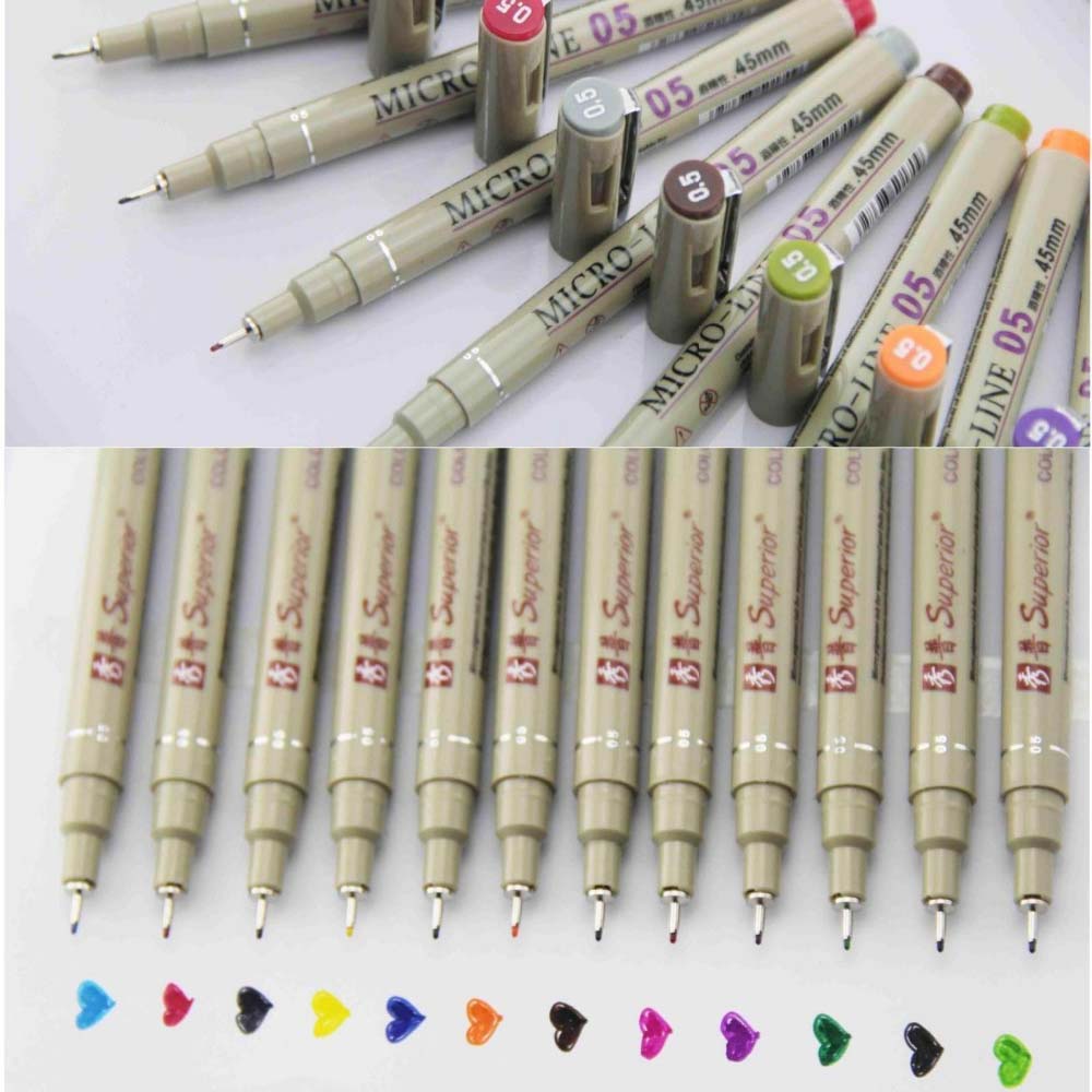 Bolígrafos de punta porosa para dibujar, rotuladores de punta fina de 0,5mm con de Micron, suministros de dibujo de Neelde, 12 colores