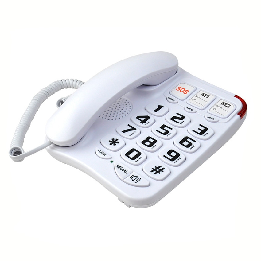 Amplified Dual Line Corded Desk Telephone with Large Easy to Read Buttons and Extra Loud Ringer, Phone Number Storage, SOS