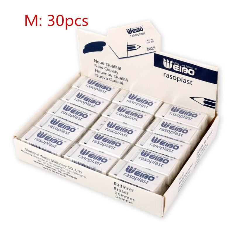 3 Sizes Rubber Eraser For School Stationery Store Pencil Eraser School Supplies 20/30/40pcs/box: M 30pcs