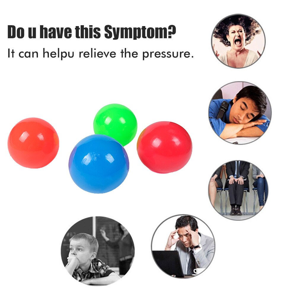 Stick Wall Balls Fidget Toys 8Pcs Sticky Target Ball Fluorescent Ceiling Ball Anti-stress Decompression Toy