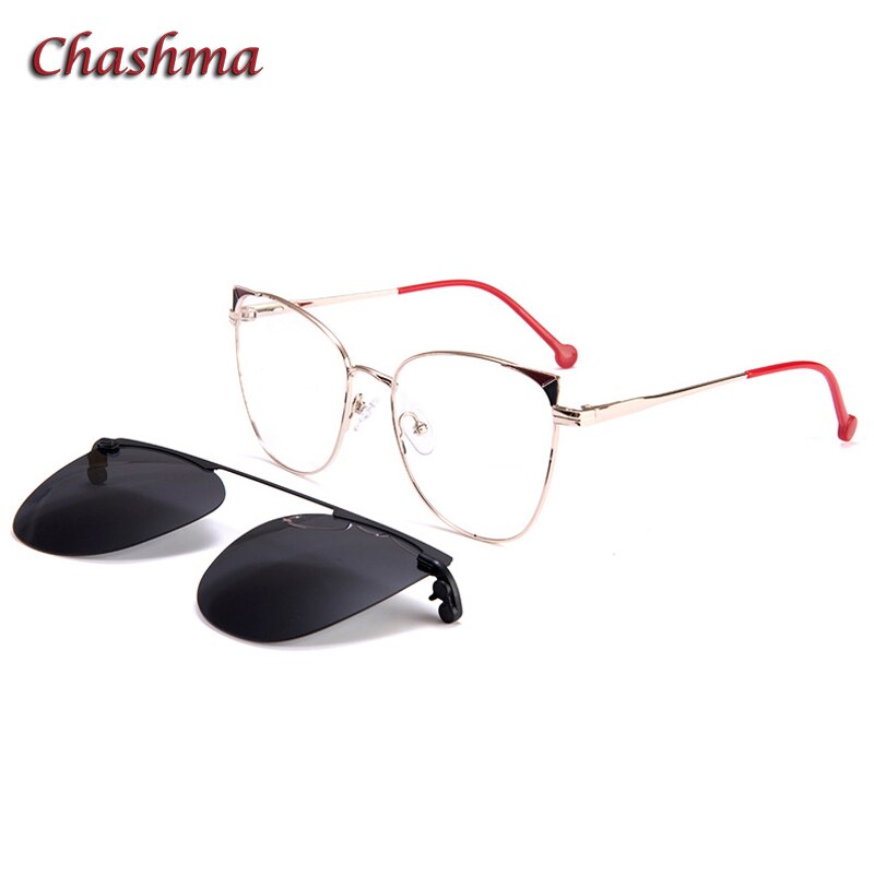 Chashma-Clips para gafas de sol con bisagra magnética para mujer, lentes ópticas graduadas, Ojo de gato, UV400: C6