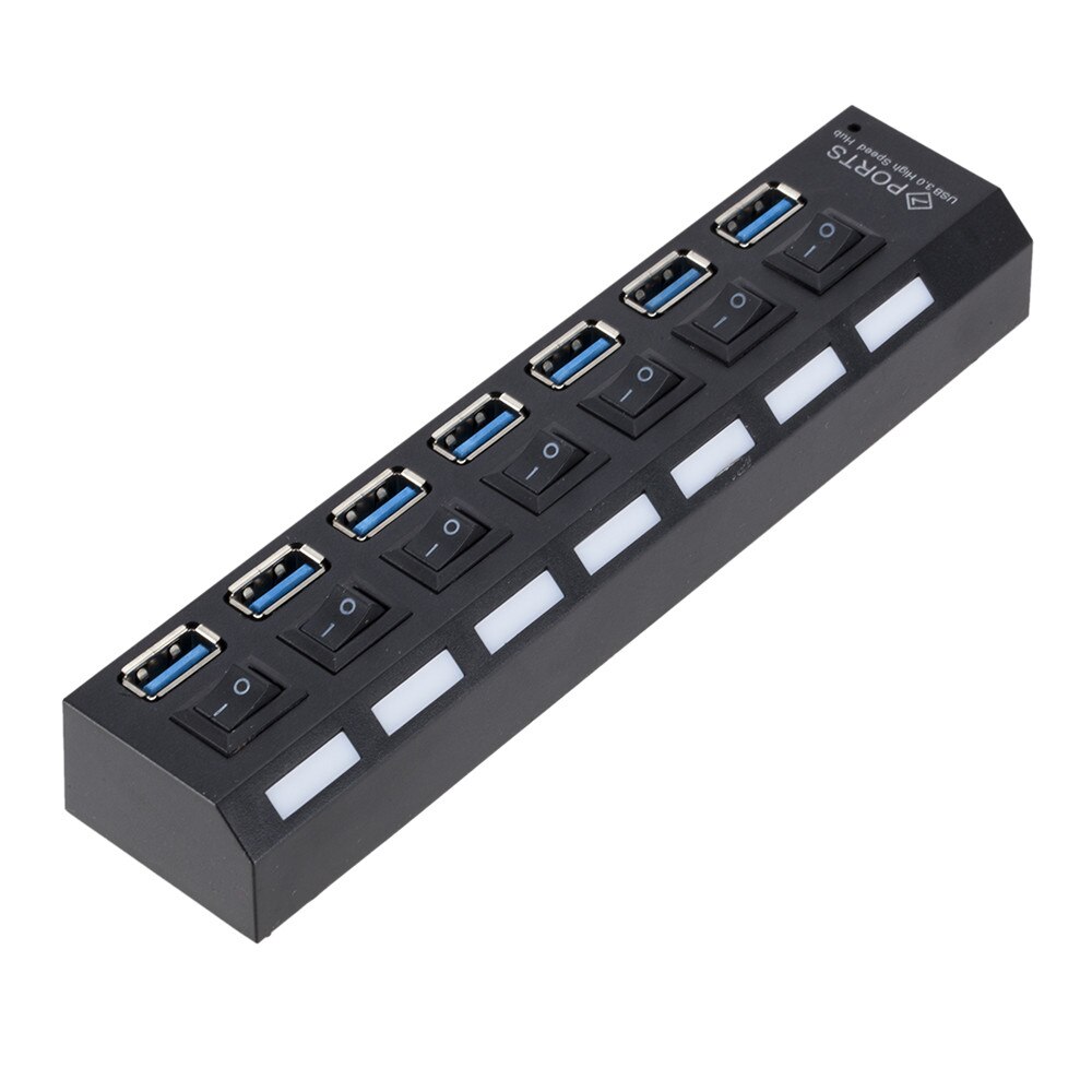 Multi USB Hub 3.0 USB Splitter USB 3.0 Hub Adapter Portable USB3.0 7 Ports HUB With ON/OFF Switch For PC Computer Accessories