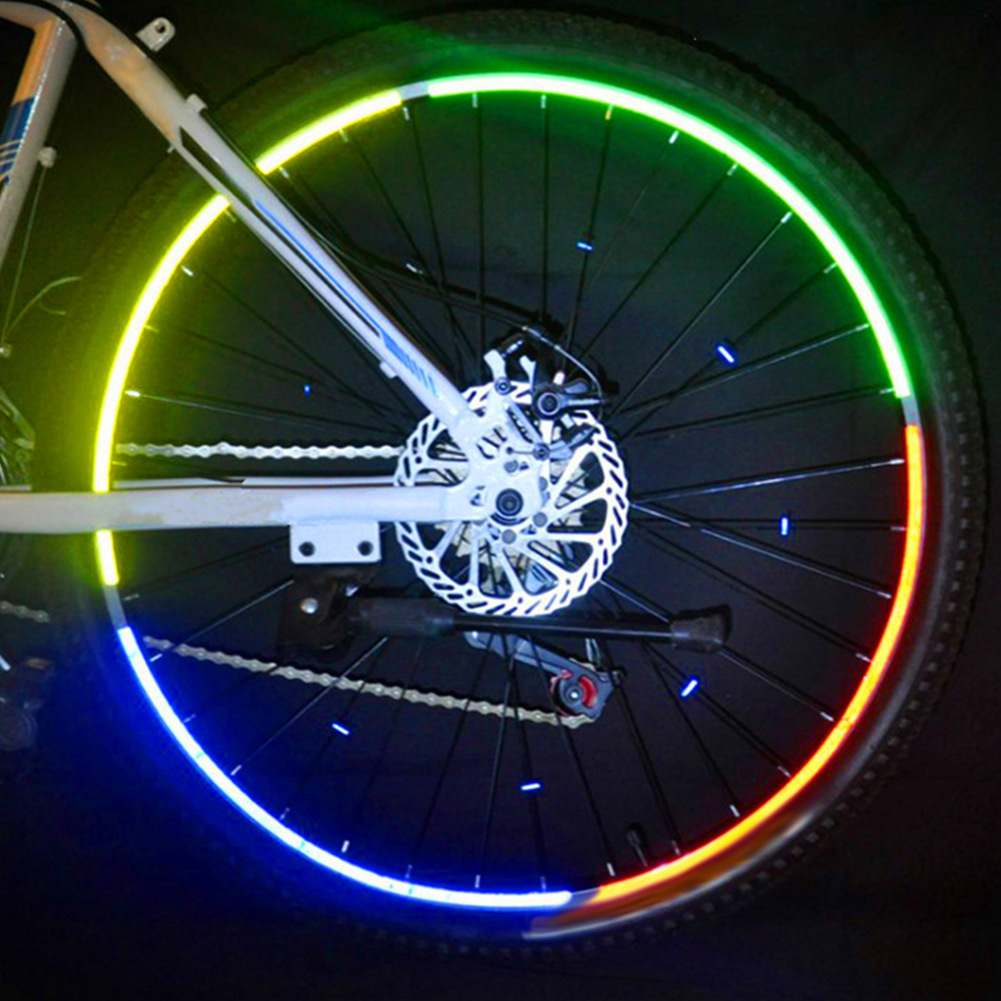 5pcs Bike Safety Stickers Bicycle Reflective Stickers PVC Self-Adhesive Cycling Decorative Warning Strips Decals