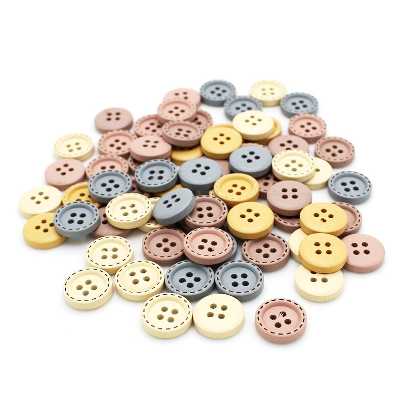 50 Uds. Botones de madera de 15mm para ropa, costura, álbum de recortes, botones decorativos de madera para manualidades, accesorios Diy: 4 mm