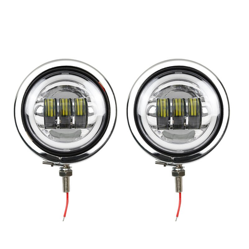 Feux antibrouillard led pour motos, moteur 4-1/2 ", 4.5", support de lampe noir/chromé, DRL, 4.5 pouces