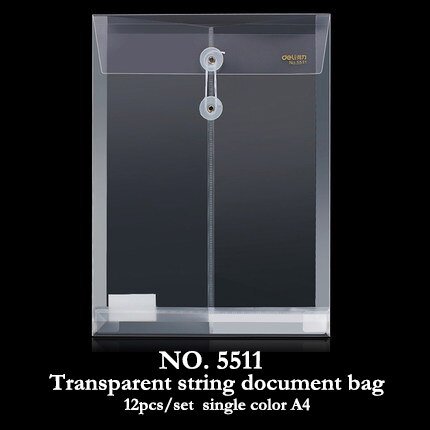 Deli 10-12pcs/set file transparent A4 plastic snap portfolio office stationery school and office supplies document bags: 5511-12pcs
