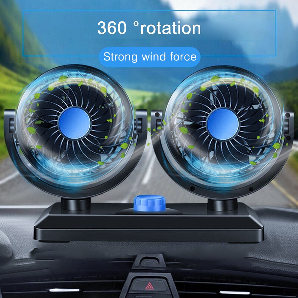 Ventilador individual/Dual para coche, accesorios de refrigeración para Interior de coche, puede girar 360 grados en todas las direcciones, 12V/24V, Verano