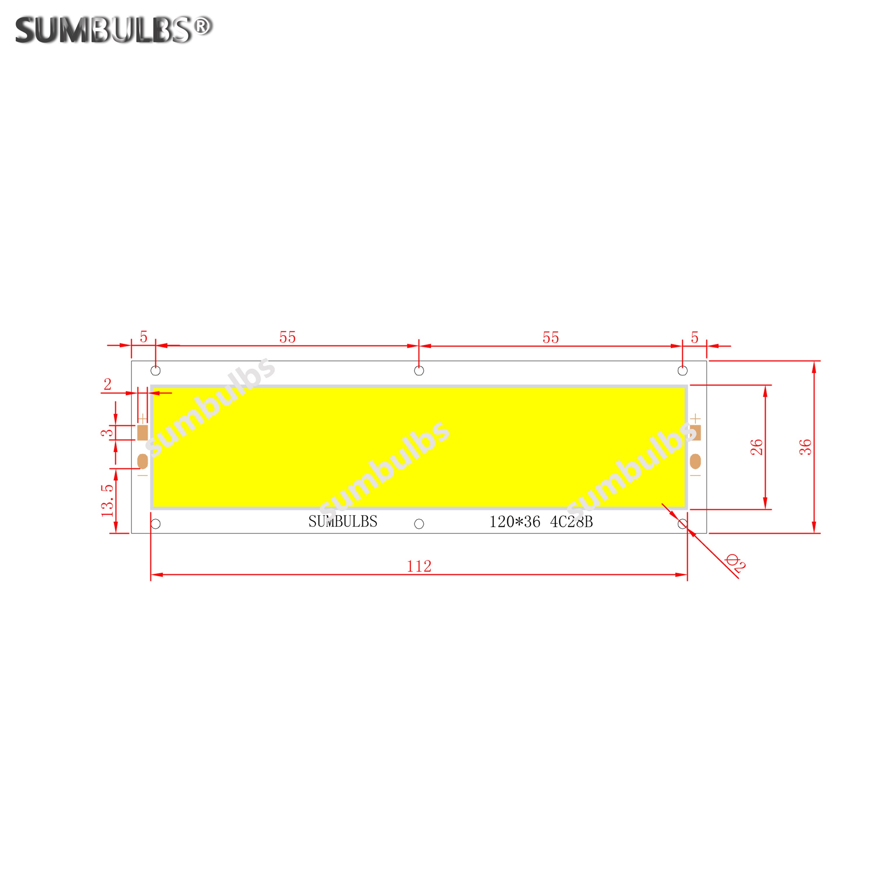 SUMBULBS 1200LM 12W DC 12V COB LED Light source Bulb 12CM 120*36mm LED Strip 5 colors Panel Module Light Emitting Diode