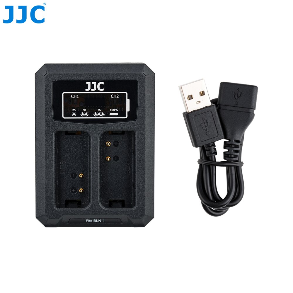 JJC Dual Battery Charger Voor Camera 'S Voor Olympus BLN-1 JJC B-BLN1 Usb-poort Met Verlengkabel 2.5 uur Oplaadtijd: Default Title