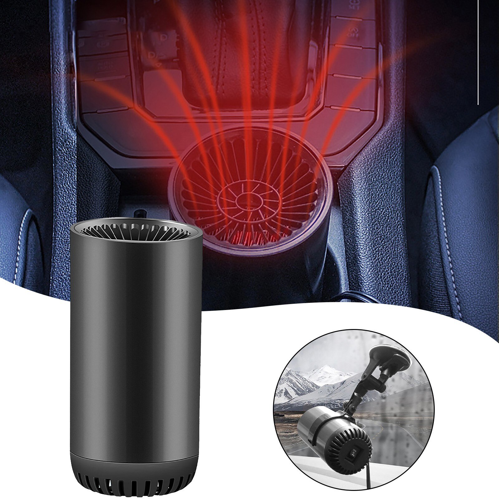Auto Heater + Zuignap Verwarming Koelventilator Multifunctionele Mini Draagbare Voorruit Defogging Ontdooier Auto Elektrische Kachel