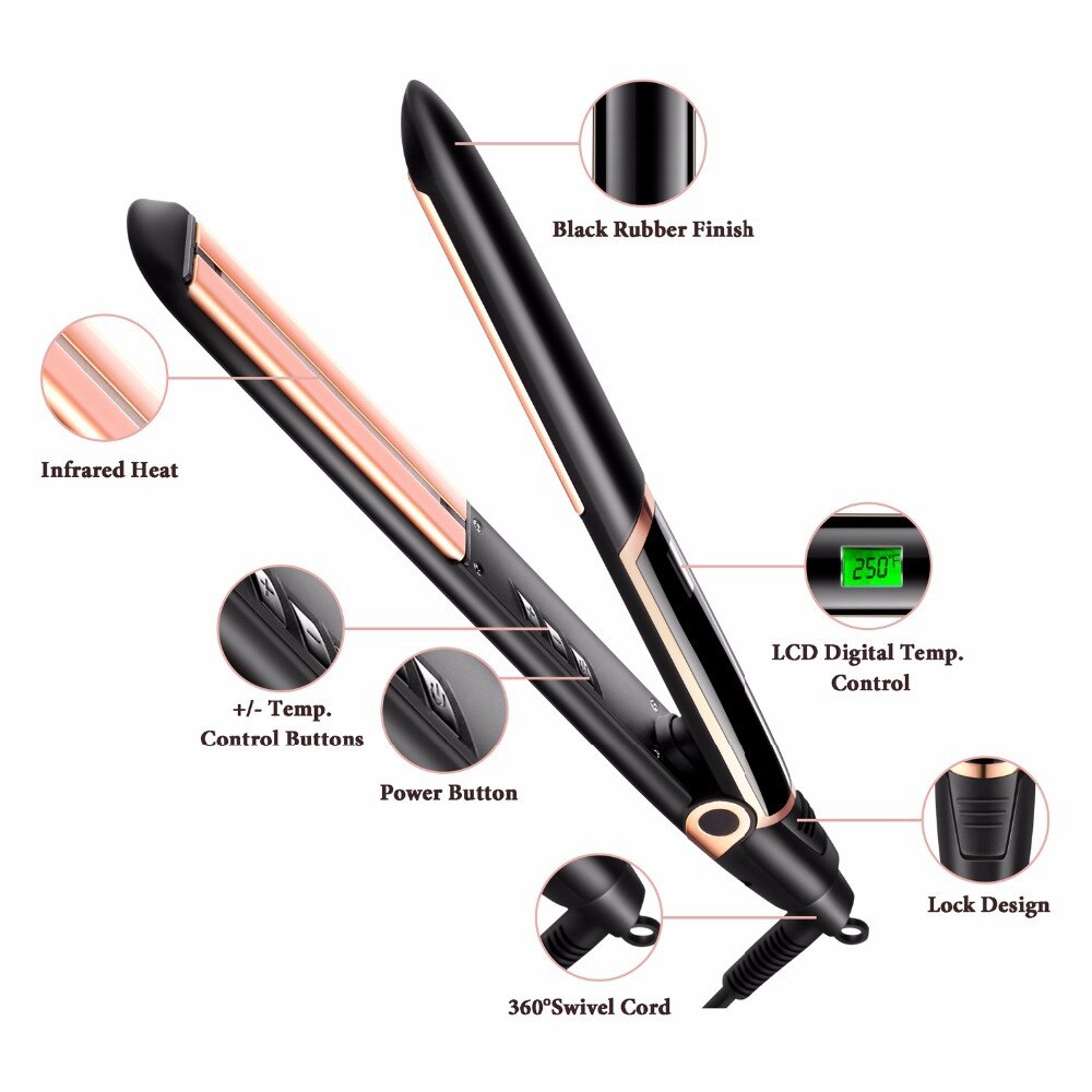 450F Flat Iron Hair Straightener Fast Electric Straightening Iron Ceramic Styling Tool 110-240v LCD Digital Display