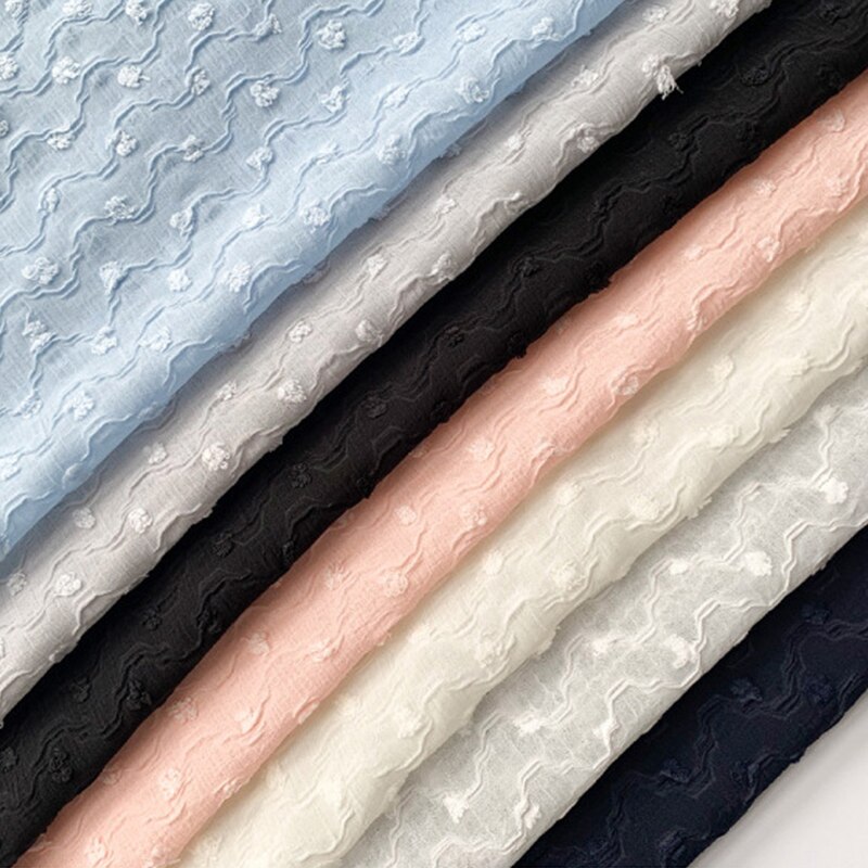 3D Brocade Chiffon Wavy Crinkle Fabric Nano-crepe Furry Jacquard Fringed Fabric Dress Fabric