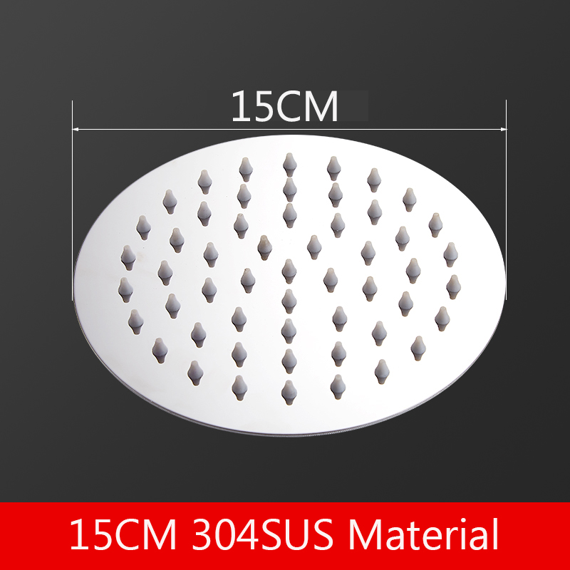 Schwarz/Chrom Edelstahl Schlecht Ultra-dünne Regen Dusche Kopf 8/10/12 Platz &Ampere; Runde Regen Hand Dusche Kopf: 6Zoll runden Chrom