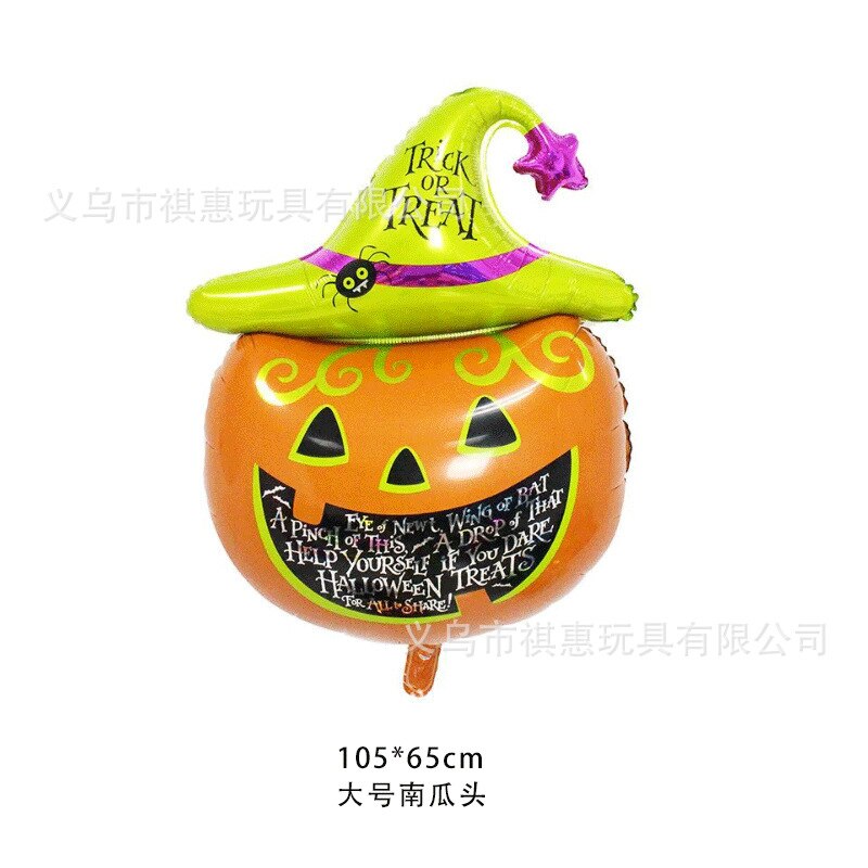 Halloween Festival Decorations Large Size Pumpkin Head Balloon Stand Column Scene Decoration Atmosphere Foil Balloon