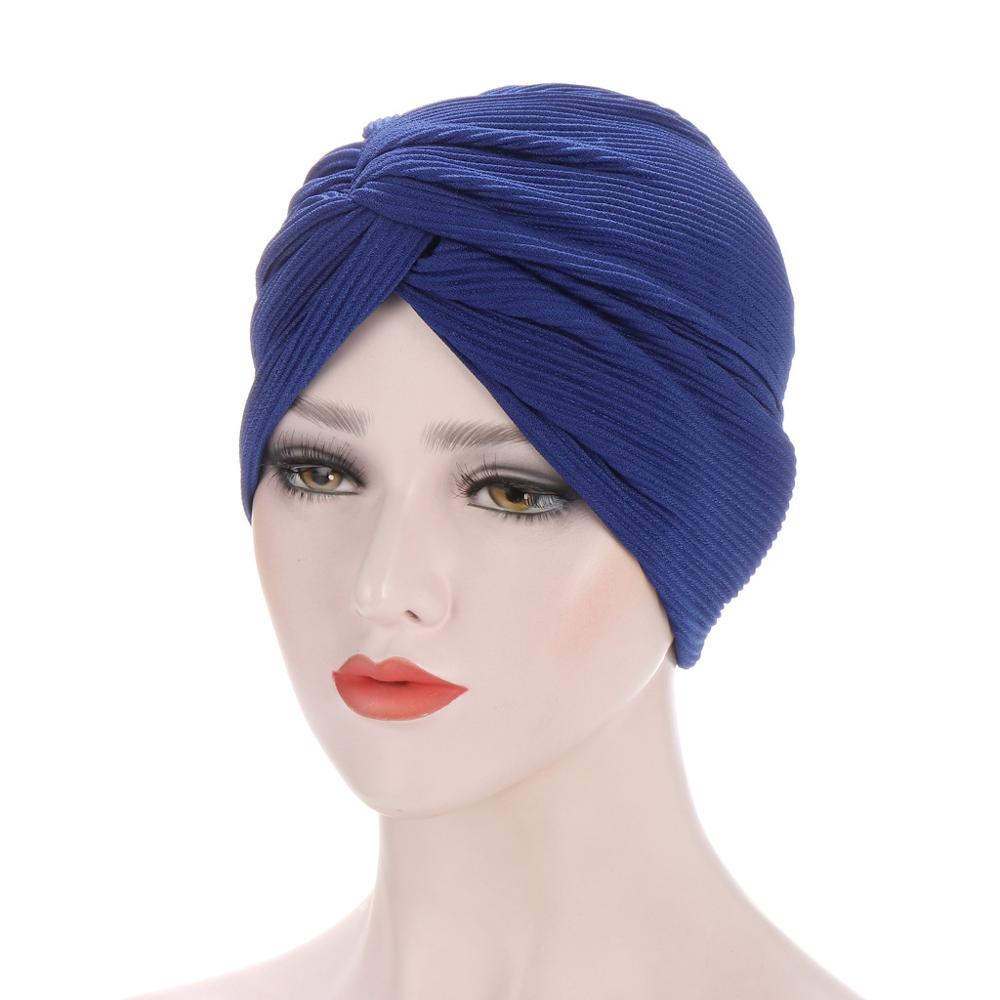 front torsadé turbans pour les femmes couleur unie turban hijab bonnet femme sous-écharpe casquettes islamique enveloppement tête turbante: 8