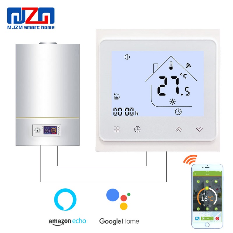 MJZM BGL-002-WiFi Thermostat pour Chaudière À Gaz Régulateur De Température Alexa Google Home Contrôle Thermorégulateur pour Pièce Chaude: BGL-002BB-WiFi