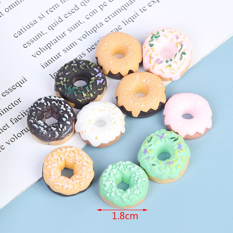 10Pc Leuke Mini Candy Donut Pop Voedsel Pretend Play Poppenhuis Miniatuur Thuis Craft: MU