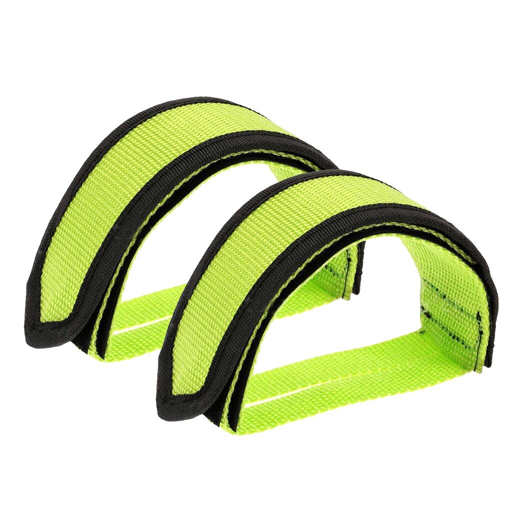 2Pcs Fixie Bmx Fixed Gear Fiets Lijm Bandjes Pedaal Teen Clip Riem Riem Cn Geschikt Voor Fixed Gear outdoor Fietsen: Fluorescent green