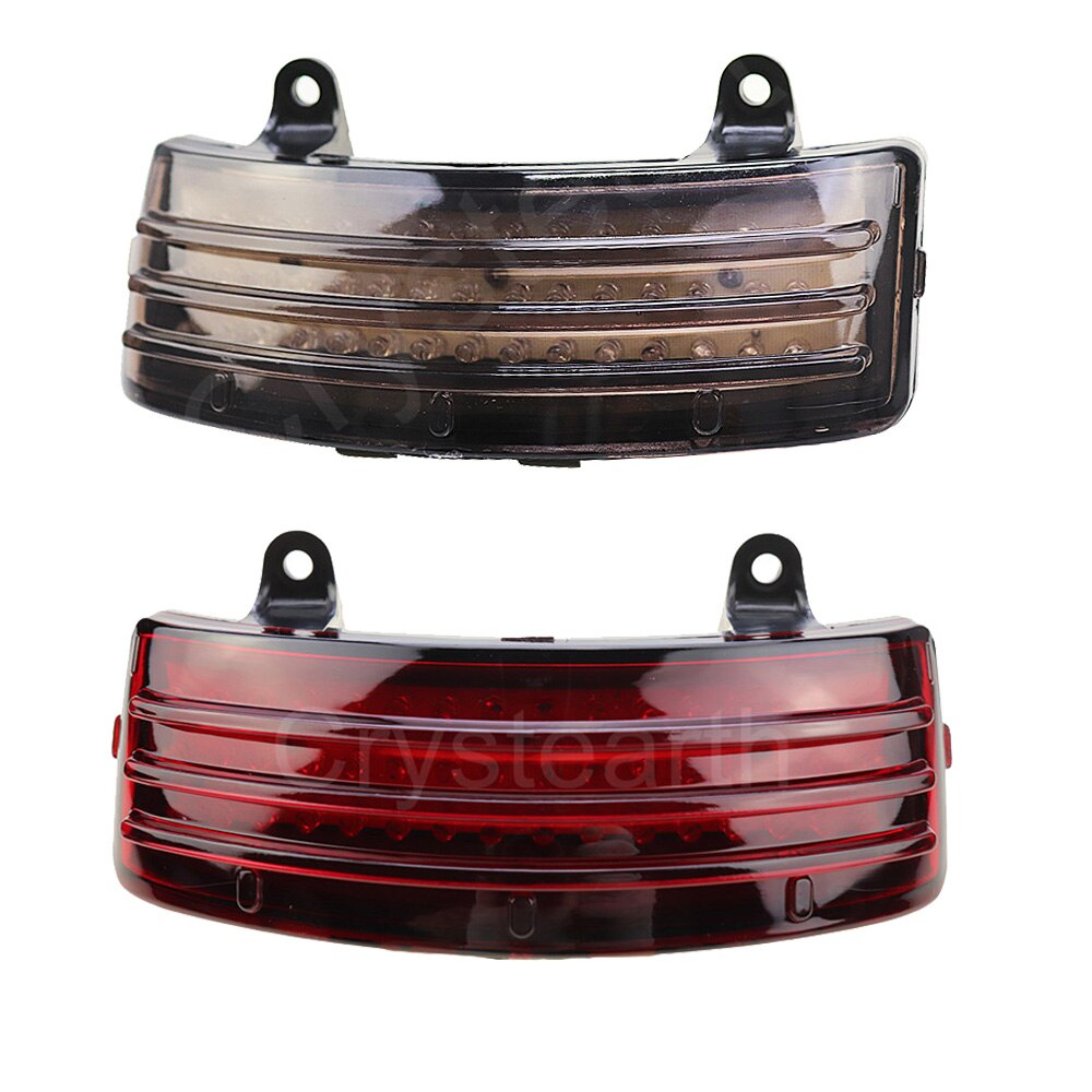 For Harley Touring Street Glide Road Glide Smoked Red Tri-Bar LED Rear Tail Brake Fender Tip Light