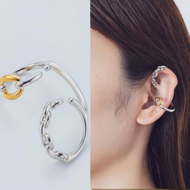 HUANZHI2020 Gold Metal Oor Manchet Oorbellen Zonder Piercing Geometrische Kraakbeen Oorbellen Voor Vrouwen Meisje Sieraden: 19 sliver left