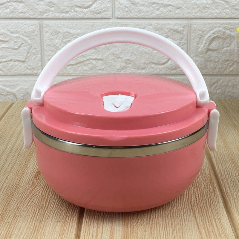 700 Ml Stainless Steel Thermal Insulated Lunch Box Bento Food Picnic Container*1: Pink