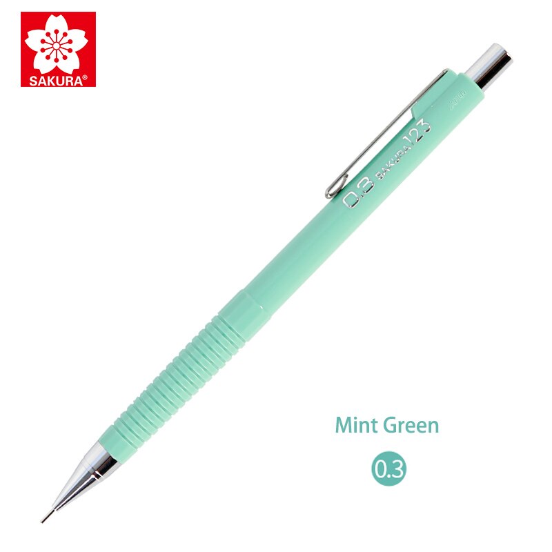 Macaron color Japanese SAKURA mechanical pencil XS-123/125 anti-breaking lead writing pencil 0.3/0.5mm: 0.3mm green