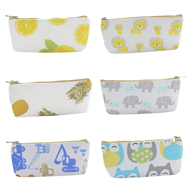 Cartoon Kawaii Vitamins Fruits Pencil Bag Cosmetic Canvas Case School Office Supplies Document Bag File Folder Stationery